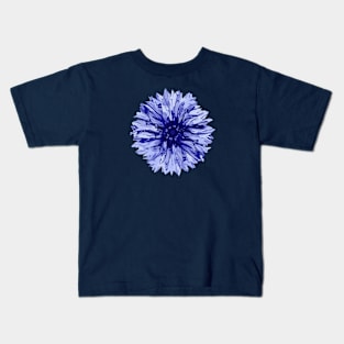 Blue Cornflower Abstract Nature Art Kids T-Shirt